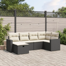 vidaXL 6 részes fekete polyrattan kerti ülőgarnitúra párnákkal kerti bútor