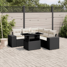 vidaXL 6 részes fekete polyrattan kerti ülőgarnitúra párnákkal kerti bútor