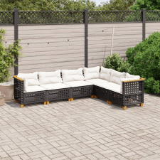 vidaXL 6 részes fekete polyrattan kerti ülőgarnitúra párnákkal kerti bútor