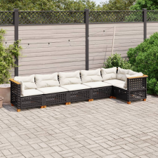 vidaXL 6 részes fekete polyrattan kerti ülőgarnitúra párnákkal kerti bútor