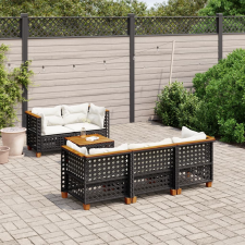 vidaXL 6 részes fekete polyrattan kerti ülőgarnitúra párnákkal kerti bútor