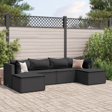 vidaXL 6 részes fekete polyrattan kerti ülőgarnitúra párnákkal kerti bútor