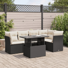 vidaXL 6 részes fekete polyrattan kerti ülőgarnitúra párnákkal kerti bútor