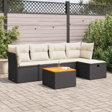 vidaXL 6 részes fekete polyrattan kerti ülőgarnitúra párnákkal kerti bútor