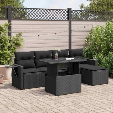 vidaXL 6 részes fekete polyrattan kerti ülőgarnitúra párnákkal kerti bútor