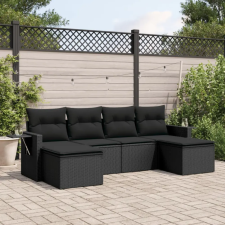vidaXL 6 részes fekete polyrattan kerti ülőgarnitúra párnákkal kerti bútor