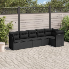 vidaXL 6 részes fekete polyrattan kerti ülőgarnitúra párnákkal kerti bútor