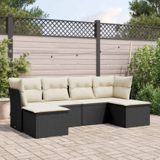 vidaXL 6 részes fekete polyrattan kerti ülőgarnitúra párnákkal kerti bútor