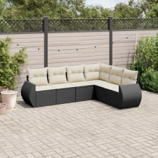 vidaXL 6 részes fekete polyrattan kerti ülőgarnitúra párnákkal kerti bútor