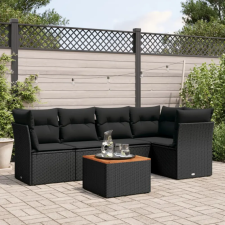 vidaXL 6 részes fekete polyrattan kerti ülőgarnitúra párnákkal kerti bútor