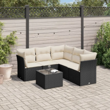 vidaXL 6 részes fekete polyrattan kerti ülőgarnitúra párnákkal kerti bútor