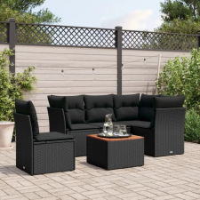 vidaXL 6 részes fekete polyrattan kerti ülőgarnitúra párnákkal kerti bútor