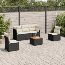vidaXL 6 részes fekete polyrattan kerti ülőgarnitúra párnákkal kerti bútor