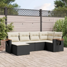 vidaXL 6 részes fekete polyrattan kerti ülőgarnitúra párnákkal kerti bútor