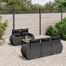 vidaXL 6 részes fekete polyrattan kerti ülőgarnitúra párnákkal kerti bútor
