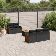 vidaXL 6 részes fekete polyrattan kerti ülőgarnitúra párnákkal kerti bútor