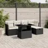 vidaXL 6 részes fekete polyrattan kerti ülőgarnitúra párnákkal