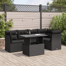 vidaXL 6 részes fekete polyrattan kerti ülőgarnitúra párnákkal kerti bútor
