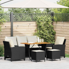 vidaXL 6 részes fekete polyrattan kerti ülőgarnitúra párnákkal kerti bútor