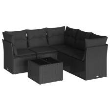 vidaXL 6 részes fekete polyrattan kerti ülőgarnitúra párnákkal (3217625) kerti bútor