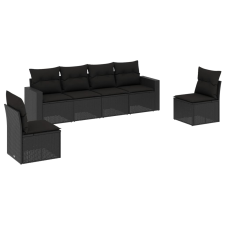 vidaXL 6 részes fekete polyrattan kerti ülőgarnitúra párnákkal (3218795) kerti bútor
