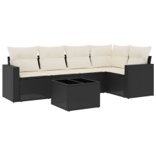 vidaXL 6 részes fekete polyrattan kerti ülőgarnitúra párnákkal (3218926) kerti bútor