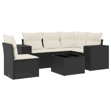 vidaXL 6 részes fekete polyrattan kerti ülőgarnitúra párnákkal (3222585) kerti bútor