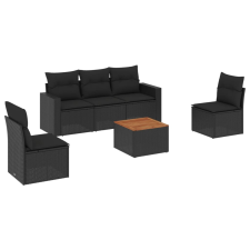 vidaXL 6 részes fekete polyrattan kerti ülőgarnitúra párnákkal (3224060) kerti bútor