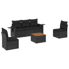 vidaXL 6 részes fekete polyrattan kerti ülőgarnitúra párnákkal (3224501) kerti bútor