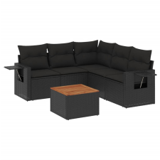 vidaXL 6 részes fekete polyrattan kerti ülőgarnitúra párnákkal (3224557) kerti bútor