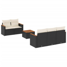 vidaXL 6 részes fekete polyrattan kerti ülőgarnitúra párnákkal (3225783) kerti bútor