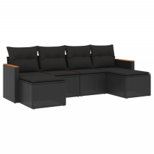 vidaXL 6 részes fekete polyrattan kerti ülőgarnitúra párnákkal (3226216) kerti bútor
