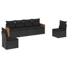 vidaXL 6 részes fekete polyrattan kerti ülőgarnitúra párnákkal (3227539) kerti bútor