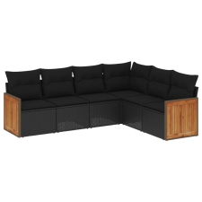 vidaXL 6 részes fekete polyrattan kerti ülőgarnitúra párnákkal (3227679) kerti bútor