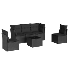 vidaXL 6 részes fekete polyrattan kerti ülőgarnitúra párnákkal (3249194) kerti bútor