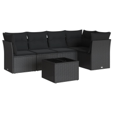 vidaXL 6 részes fekete polyrattan kerti ülőgarnitúra párnákkal (3249444) kerti bútor