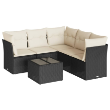 vidaXL 6 részes fekete polyrattan kerti ülőgarnitúra párnákkal (3249465) kerti bútor
