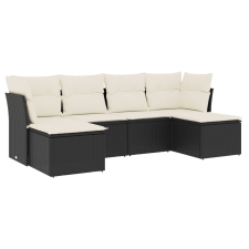 vidaXL 6 részes fekete polyrattan kerti ülőgarnitúra párnákkal (3249845) kerti bútor