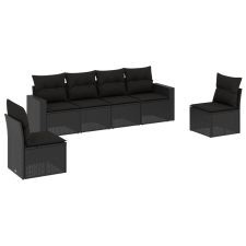 vidaXL 6 részes fekete polyrattan kerti ülőgarnitúra párnákkal (3251142) kerti bútor