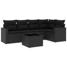vidaXL 6 részes fekete polyrattan kerti ülőgarnitúra párnákkal (3251272) kerti bútor