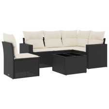 vidaXL 6 részes fekete polyrattan kerti ülőgarnitúra párnákkal (3251313) kerti bútor