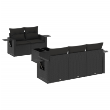 vidaXL 6 részes fekete polyrattan kerti ülőgarnitúra párnákkal (3252232) kerti bútor