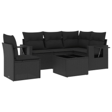 vidaXL 6 részes fekete polyrattan kerti ülőgarnitúra párnákkal (3252512) kerti bútor
