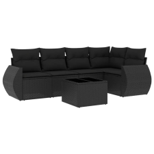 vidaXL 6 részes fekete polyrattan kerti ülőgarnitúra párnákkal (3253672) kerti bútor