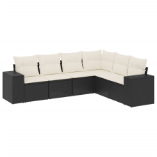 vidaXL 6 részes fekete polyrattan kerti ülőgarnitúra párnákkal (3254943) kerti bútor