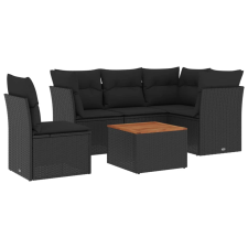 vidaXL 6 részes fekete polyrattan kerti ülőgarnitúra párnákkal (3255971) kerti bútor