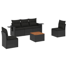 vidaXL 6 részes fekete polyrattan kerti ülőgarnitúra párnákkal (3256832) kerti bútor