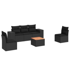 vidaXL 6 részes fekete polyrattan kerti ülőgarnitúra párnákkal (3257714) kerti bútor
