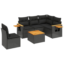 vidaXL 6 részes fekete polyrattan kerti ülőgarnitúra párnákkal (3259220) kerti bútor