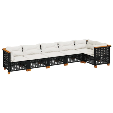 vidaXL 6 részes fekete polyrattan kerti ülőgarnitúra párnákkal (3261848) kerti bútor